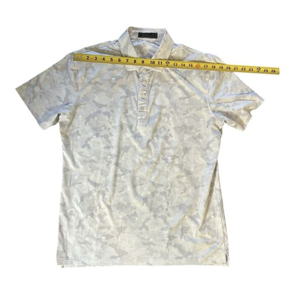 G/FORE Performance Fabric Camo Skulls Mens Medium Tech Polo Golf Shirt White - Picture 6 of 10